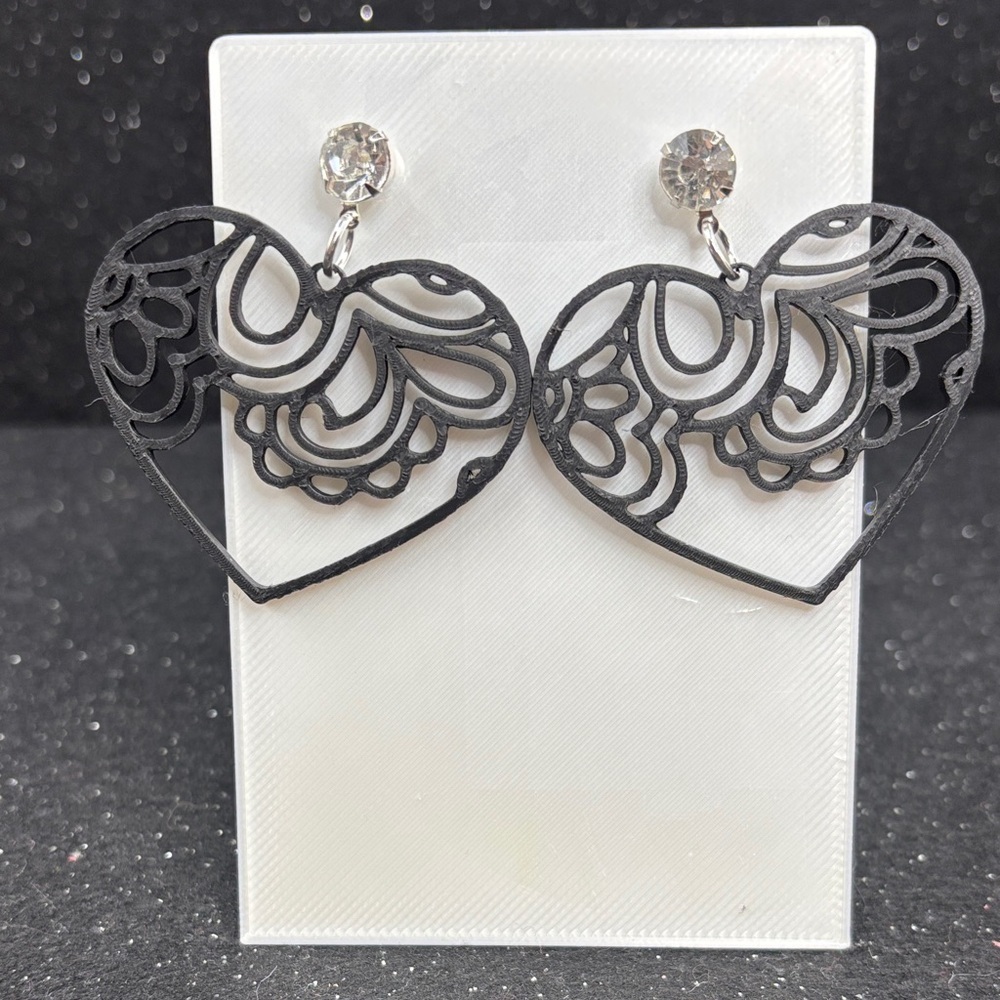 Black Heart Stud Earrings